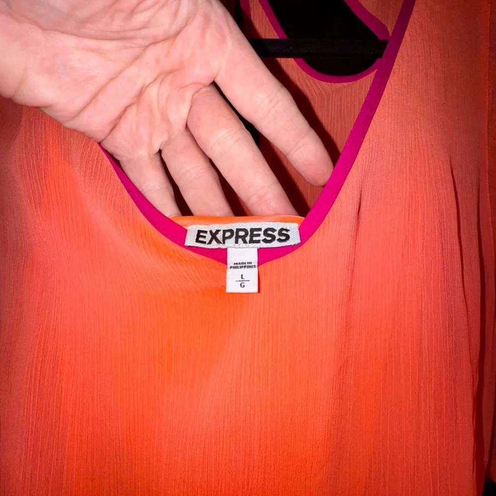 Express Orange Flutter Sleeve Romper - Picture 2 of 3